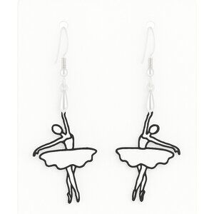 Ballerina Earrings w/ 925 Silver Hooks – Lightweight Medium 3D-Printed Black